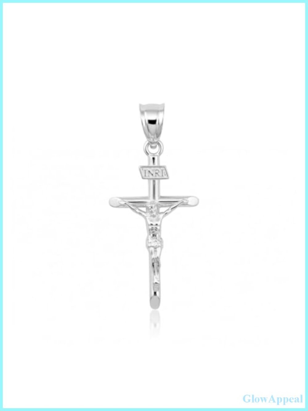Sterling Silver INRI Crucifix Cross Pendant Necklace